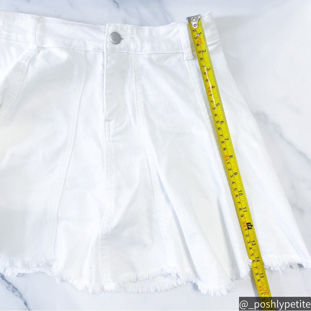 White denim raw cut hem mini skirt - Picture 13 of 16